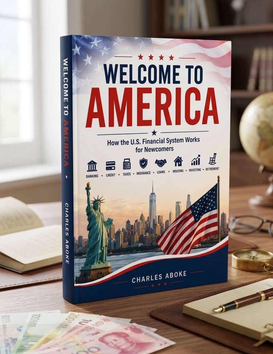 Book cover for Welcome to America: How the U.S. Financial System Works for Newcomers by Charles Aboke