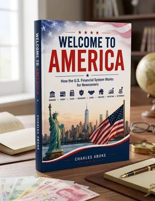 Book cover for Welcome to America: How the U.S. Financial System Works for Newcomers by Charles Aboke